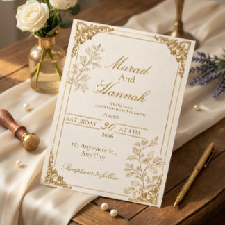Luxuriöse Goldfolie-Hochzeitseinladung | Klassisch Einladung