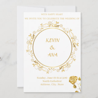Luxuriöse Goldhochzeiten | Personalisierbar Einladung