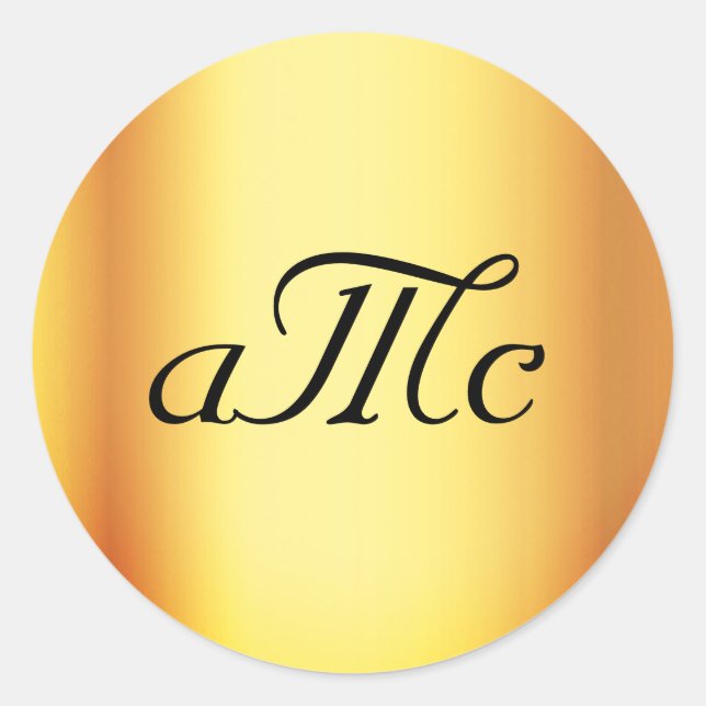 Luxuriöse Goldinitialen für Hochzeiten Runder Aufkleber (Vorderseite)