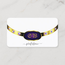 Luxuriöse goldweiße und Lila Monogram-Diamanten Visitenkarte