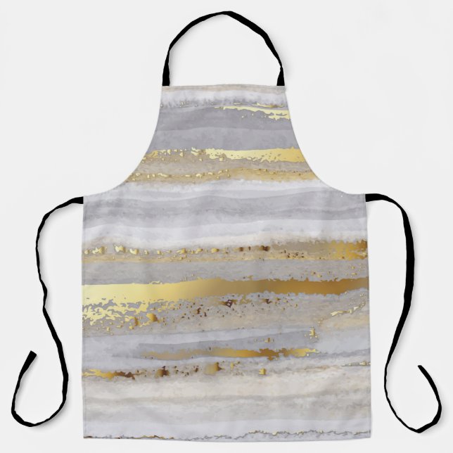 Luxuriöse graue Aquarellfarbe und goldene Textur Schürze (Vorderseite)
