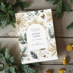 Luxuriöse Green Gold Snowflake Elegante Ferienkart