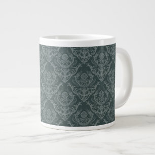 Luxuriöse grüne floral Damast Tapete Jumbo-Tasse