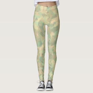 Luxuriöse Grüne Gelbe Graue Wasserfarbe Abstrakt A Leggings