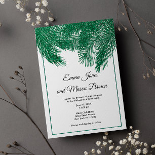 Luxuriöse grüne Glitzer Palme tropische Hochzeit Einladung