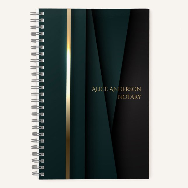 Luxuriöse grüne goldene Notargläser Notizbuch (Vorderseite)