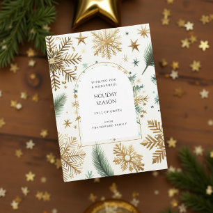 Luxuriöse grüne goldene Schneeflocke elegante Feie