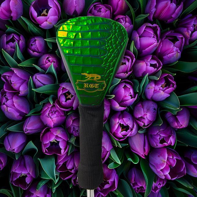Luxuriöse grüne Imitats Krocodile Mit Monogramm Golf Headcover (Stylish Vivid Green Faux Croc Golf Head Cover )