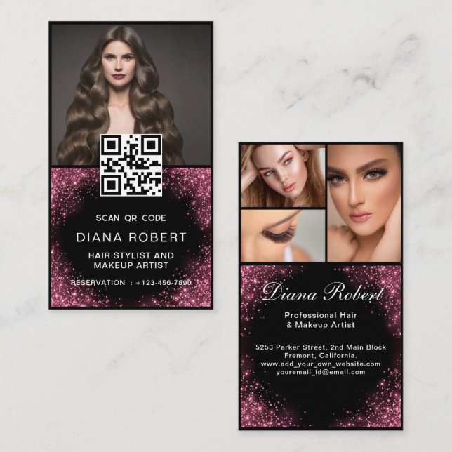 Luxuriöse Hair Stylist Makeup Artist Rose Gold Tro Visitenkarte (Vorne/Hinten)