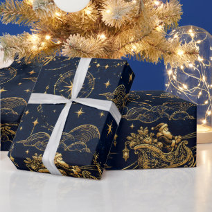 LUXURIÖSE himmlische Weihnachtsmann-Tapetendesign Geschenkpapier