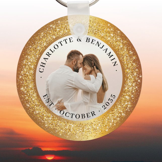Luxuriöse Hochzeit mit Gold Glitzer Frame Couple F Schlüsselanhänger (Von Creator hochgeladen)