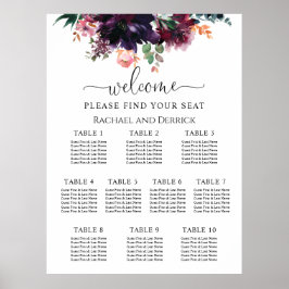 Luxuriöse Hochzeitskarte für tiefe Blüten Poster