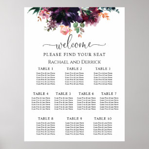 Luxuriöse Hochzeitskarte für tiefe Blüten Poster