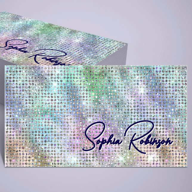Luxuriöse Holographic Glitzer und Blue Business Ca Rabattkarte (Von Creator hochgeladen)