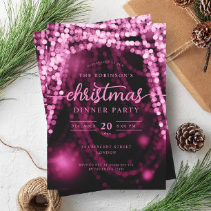 Luxuriöse Hot Pink Winter Lights Weihnachten Einladung