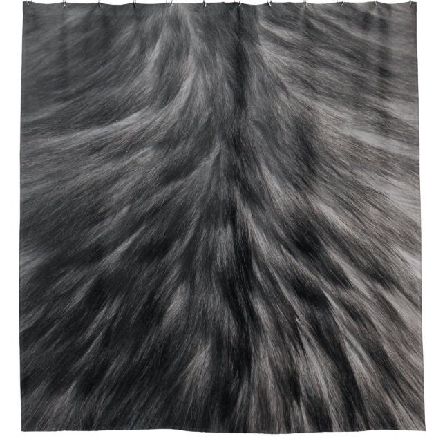 Luxuriöse Imitate Fur Print Black Gray Mink Tierha Duschvorhang (Vorderseite)