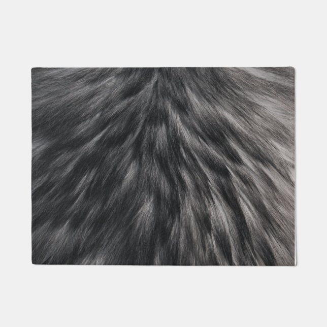 Luxuriöse Imitate Fur Print Black Gray Mink Tierha Fußmatte (Vorderseite)