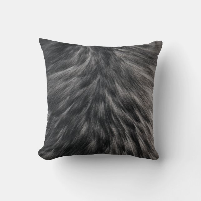 Luxuriöse Imitate Fur Print Black Gray Mink Tierha Kissen (Vorderseite)