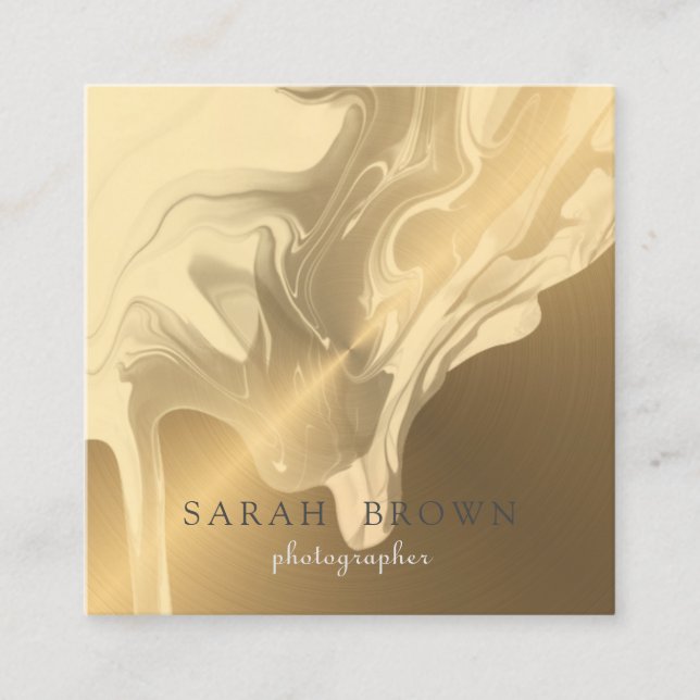 Luxuriöse Imitate Gold Brushed Metal Creme Marmor  Quadratische Visitenkarte (Vorderseite)