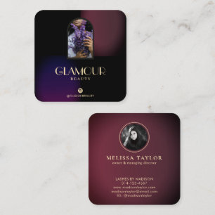 Luxuriöse Imitate Gradient Violet und Burgund 2 Fo Quadratische Visitenkarte
