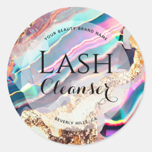 Luxuriöse Imitate Iridescent Agate Custom Lash Cle Runder Aufkleber