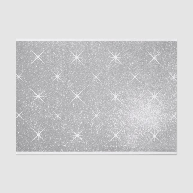 Luxuriöse Imitate Silber Glitzer Weihnachtsgeschen Seidenpapier (Vorderseite)