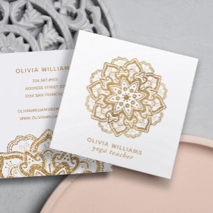Luxuriöse Imitats Gold Glitzer Boho Mandala White Quadratische Visitenkarte