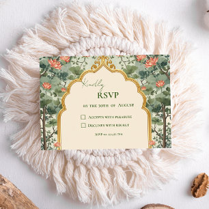 Luxuriöse indische Pichwai-Hochzeit RSVP Karte