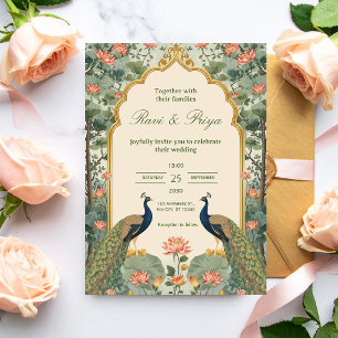 Luxuriöse indische Pichwai-Hochzeitseinladung Einladung