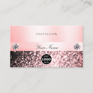 Luxuriöse Juwelen Pink Glitzer und Logo Pastel Pin Visitenkarte