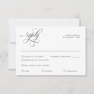 Luxuriöse Kalligrafie Elegante Hochzeitsantwort RS RSVP Karte