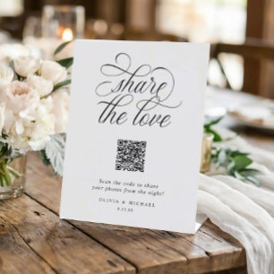 Luxuriöse Kalligrafie-Hochzeitsfoto-Sharing-QR-Cod Sockelschild