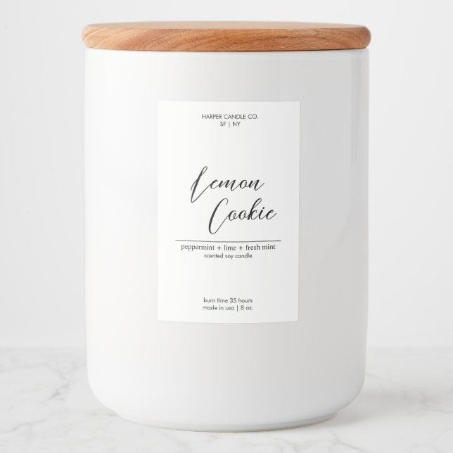 Luxuriöse Kalligrafie Stil Custom Matte Candle Lab Lebensmitteletikett (Vorderseite)