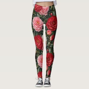 Luxuriöse Kamelienblüten-Foliage Leggings