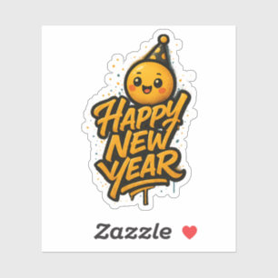 Luxuriöse Kawaii Neujahrsgraffiti — Diagonal Cele Aufkleber