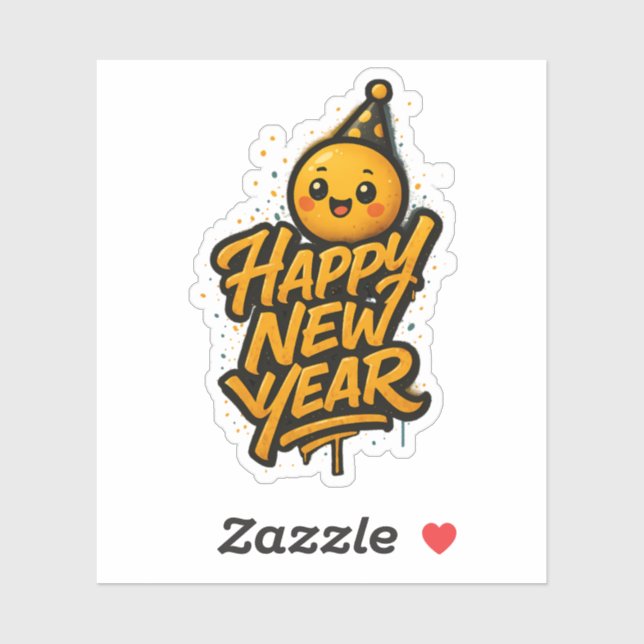 Luxuriöse Kawaii Neujahrsgraffiti — Diagonal Cele Aufkleber (Blatt)