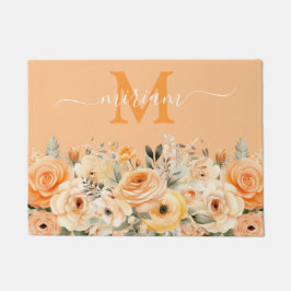 Luxuriöse Kitchen Floor Mat: Peach Orange Blume Fußmatte