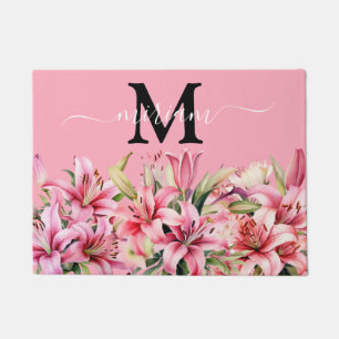 Luxuriöse Kitchen Floor Mat: Rosa Lilien Blume Fußmatte