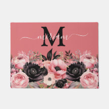 Luxuriöse Kitchen Floor Mat: Rosa und Schwarze Blu