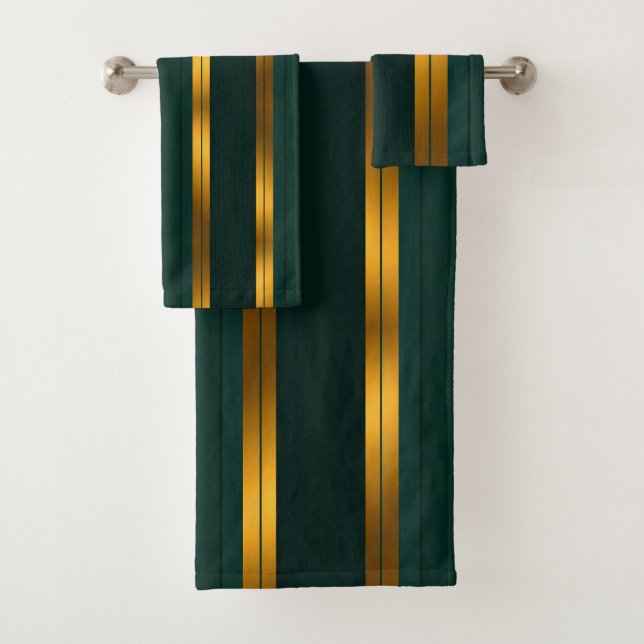 Luxuriöse Kollektion von Green Gold Linen Texture Badhandtuch Set (Insitu)