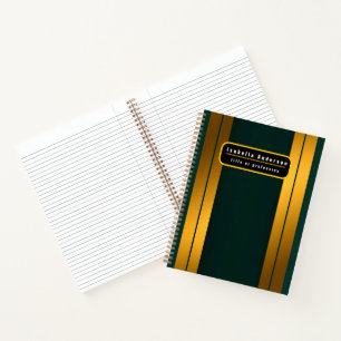 Luxuriöse Kollektion von Green Gold Linen Texture Notizbuch