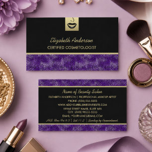 Luxuriöse Kosmetologie Lila Cheetah Makeup Artist Visitenkarte