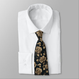 Luxuriöse Krawatte mit goldenen Rose auf schwarzem