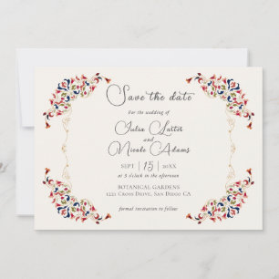 Luxuriöse künstlerische botanische florale Paisley Save The Date