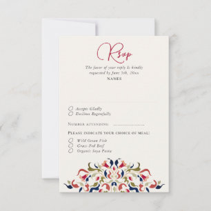 Luxuriöse künstlerische Botanische Paisley Hochzei RSVP Karte