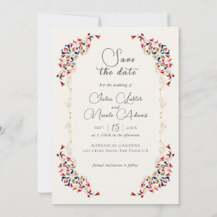 Luxuriöse künstlerische Botanische Paisley Hochzei Save The Date