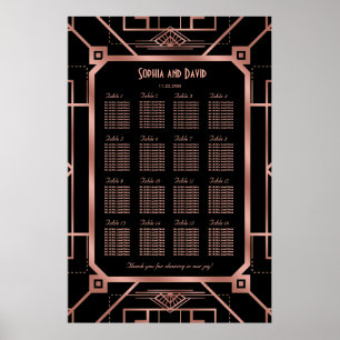 Luxuriöse Kupfer Black Great Gatsby Seating Chart Poster