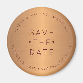 Luxuriöse Kupfer Gold burgundy Hochzeit speichern  Magnet