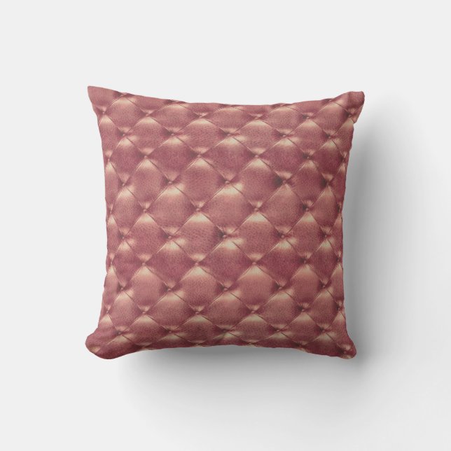Luxuriöse Kupfer-Rose Tufted Leather Opulent Glam  Kissen (Vorderseite)