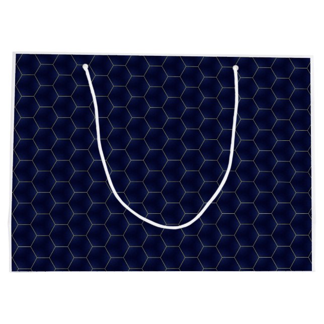 Luxuriöse Lattice Indigogeometrie Große Geschenktüte (Rückseite)